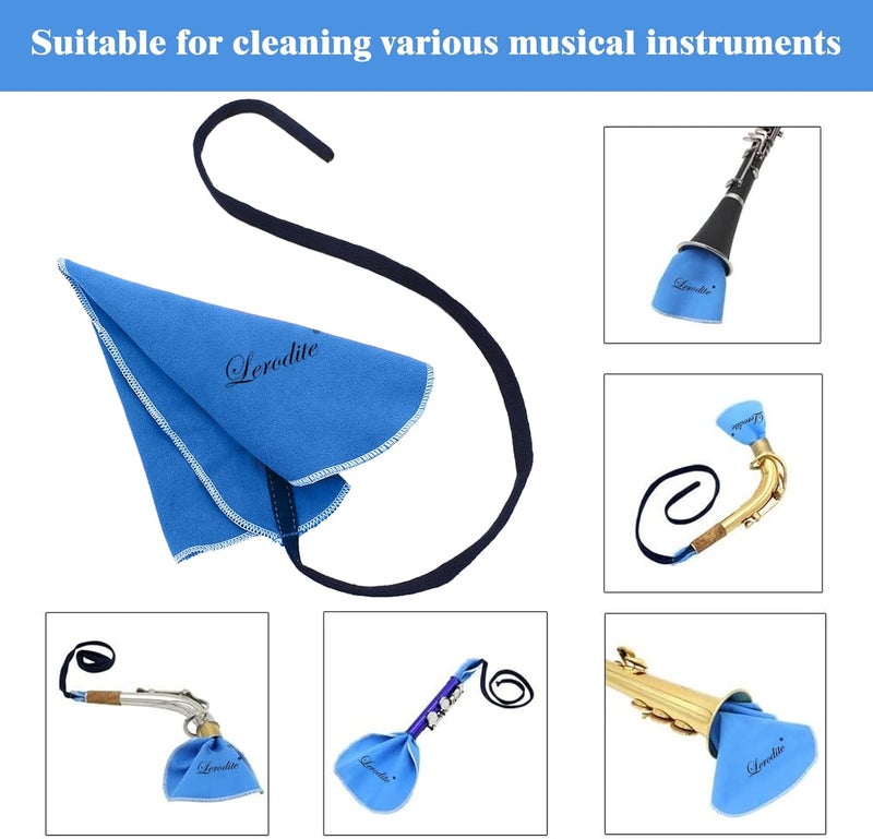 Lerodite Cleaning Cloth Swab for Inside Tube Suitable for Clarinet Piccolo Flute Sax Saxophone (Blue with cork grease) - Image 2